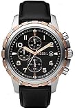 Fossil Men's FS4545 Black Leather Strap Black Analog Dial Chronograph Watch