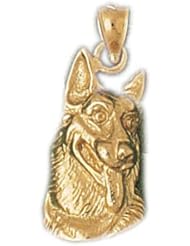 Dazzlers Solid 14k Gold German Shepherd Dog Head Charm Pendant Available in three colors from jewelsberry (weights: 2.4 grams only)