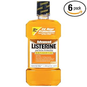 Listerine Antiseptic Mouthwash, Natural Citrus, 33.8-Ounce Bottles (Pack of 6) by Listerine