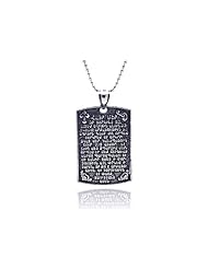 Sterling Silver Pendant Oxidized Lords Prayer In Armenian Dogtag Pendant (Chain Not Included)