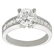 Silvertone Round and Emerald-cut Cubic Zirconia Ring
