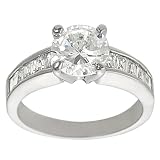 Tressa Silvertone Round and Emerald-cut Cubic Zirconia Ring