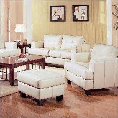 Liam Bonded Leather Loveseat in Cream