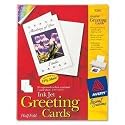 Avery&reg; Half-Fold Greeting Cards for Inkjet Printers, 5-1/2 inches x 8-1/2 inches, White, Matte, Pack of 20 (03265)