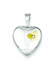 Genuine .925 Sterling Silver Gold-Plated & Diamond Butterfly 12mm Heart Locket 1.3 Grams. 100% Satisfaction Guaranteed.