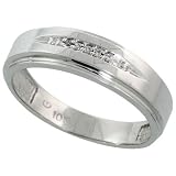 10k White Gold Men's Diamond Band, w/ 0.03 Carat Brilliant Cut Diamonds, 1/4 in. (6mm) wide