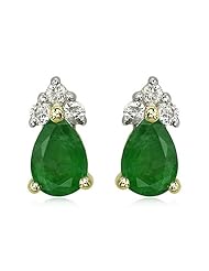 Pear Emerald And Diamond Earrings