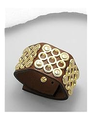 Brown Leather Bracelet In White Base