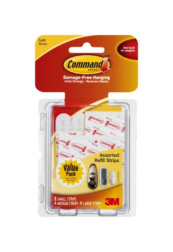 3M Command 17200CL Assorted Mounting Refill Strips 8 Small 4 Medium 4 Small StripsB000BQYH6G 