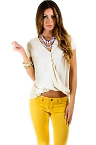 Sleeveless Wrapped Blouse in Beige