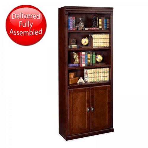 Kathy Ireland Home by Martin Furniture Huntington Club Solid 6 Shelf Wood Bookcase in Distressed Cherry