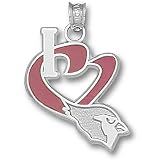 Arizona Cardinals NFL I Heart Card Head 3/4 Enamel Pendant (Silver)
