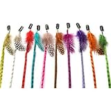 5 X Colored Grizzly Synthetic Hair Extensions with Feather Clip On. 5 X Colored Grizzly Synthetic Hair Extensions with Feather Clip On.