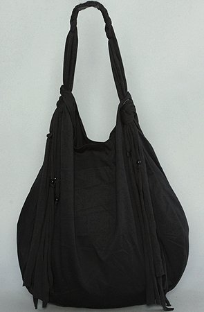 *NYC Boutique The Jersey Fringe Hobo in Black,Bags (Handbags/Totes) for Women