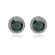 Sterling Silver Marcasite and Hematite Button Earrings