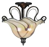 Kenroy Home 90898TS Inverness One-Light Semi-Flush Mount, Tuscan Silver with Chrome Swirl Globe