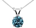 Solitaire Blue Diamond Pendant 1/10 ctw in 14K White Gold with Chain