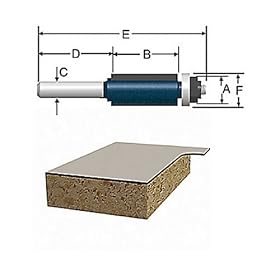 BOSCH 85266M 1 2-Inch Diameter 1-Inch Cut Double Flute Laminate Flush Trim Router Bit 1... by Bosch