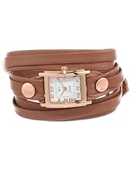 La Mer Collections Womens LMLW3000 Cognac Layered  Wrap Watch