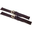 2 Brown Leather Watch Bands Croco Gold Buckles 16mm New