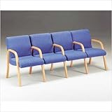 IMAGE OF Scoop Ganging Arm Chair Grouping: One Chair, Finish: Natural Oak, Fabric: Cortz Vinyl - Blueberry