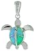 Sterling Silver, Synthetic Opal Hawaiian Sea Turtle Pendant 13/16 (21 mm) tall.