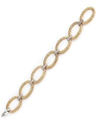 Sterling Silver & Cz 18k Yellow Gold Plated Link Bracelet