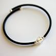 Murano Glass Bead Bracelet with Rubber Cord- White Style 1