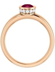 18K Rose Gold 7.00x5.00mm Oval Cut Rhodolite Garnet and Diamond Ring -- LIFETIME WARRANTY