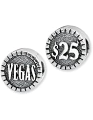 Double sided, Vegas Chip Charm in Silver For 3mm Charm Bracelets