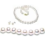Cultured 18 Inches 1-Strand 7-8mm White Pearl Necklace & 7-7.5mm White Pearl Earrings with Silver Mount