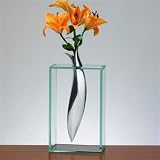 Giselle 12 Inch High Glass and Aluminum Vase