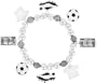Black and White Soccer Themed Charm Stretch Bracelet