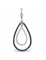 0.55 Carat (ctw) 10k White Gold Black and White Round Diamond Ladies Drop Pendant