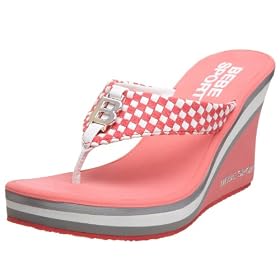 BEBE SPORT Women's Dance Fever Weave Thong Wedge