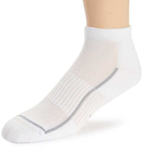 Feetures Men's Light Cushion Low Cut Socks, Large (Men's 9-12 / Women's 10-13), White