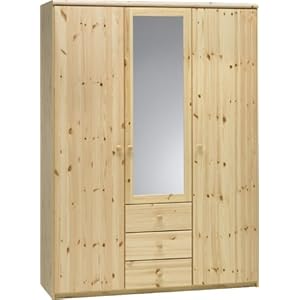 Steens 29910819 Kleiderschrank Axel 200 x 145 x 62 cm Kiefer massiv, natur lackiert