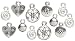 Cousin Trinkettes 12-Piece Metal Charms, Heart/Swirl