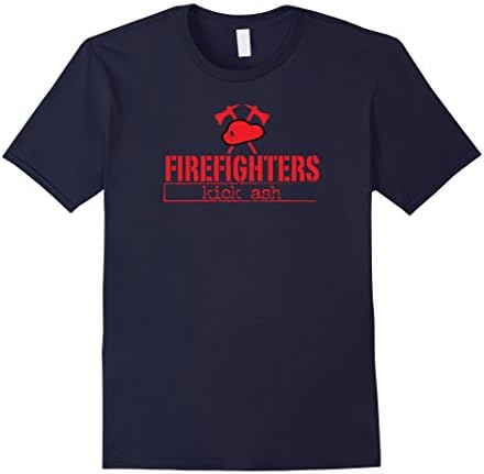 Men's Firefighters Kick Ash, Funny Love For Profession Shirt Large Navy