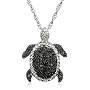 Sterling Silver Black and White Diamond Turtle Pendant (1/4 cttw)