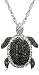 Sterling Silver 1/4 cttw Black and White Diamond Turtle Pendant