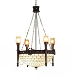 Meyda Tiffany - 52060: Mahogany Bronze - 30"W Torch & Wreath 4 Arm Chandelier W Invert