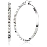 nOir Pyramid Rhodium silver plate hoop earring