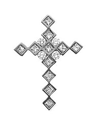 14K White Gold Diamond Cross Pendant -- LIFETIME WARRANTY