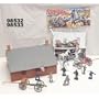 22 Piece Civil War Gettysburg General Robert E Lee Headquarters Plastic Army Men Playset with 54mm 1/32nd Union and Confederate Soldier Figures, Building, Cannon, and More!