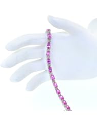 10K White Gold Diamond and Pink Topaz Bracelet