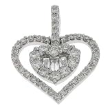 14k White Heart 0.9 Ct Diamond Pendant