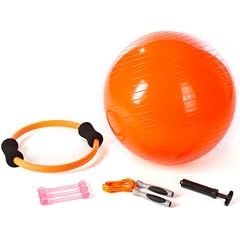 Ultrasport Pilates Kombi-Set 5-teilig - 65 cm Ball, Pumpe, Gel Expander, Pilates Ring, Springseil inkl. Trainingsanleitung