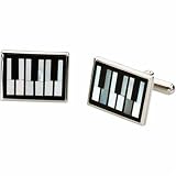 Buy Chic Piano Keyboard Silver Cufflinks by Jewelry Days