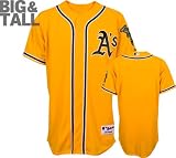 MLB Men's Oakland Athletics Six Button Authentic Extended Size Alternate Jersey (Gold) (Gold, 56/XXX-Large)
